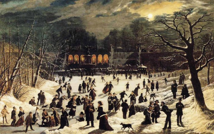 Moonlight Skating, Central Park, the Terrace and Lake - John O'Brien Inman (1878)