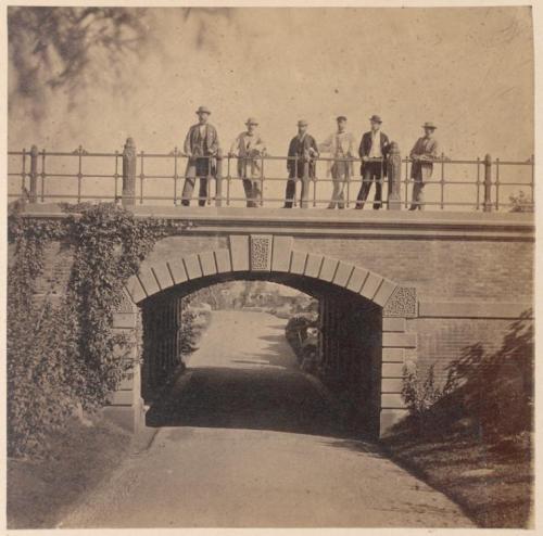 Men standing on Willowdell Arch. (1862)