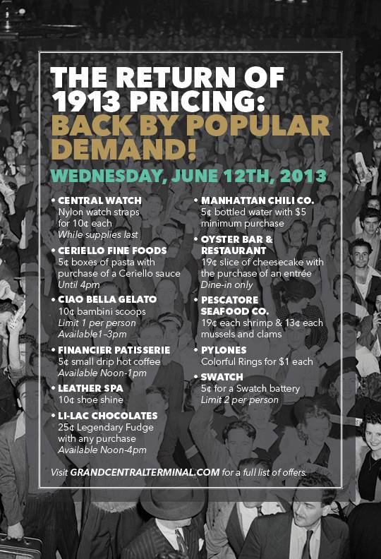 Grand Central precios de 1913