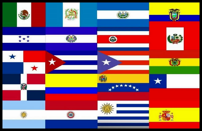Banderas de los veinte países (más Estados Unidos) que participan en el desfile